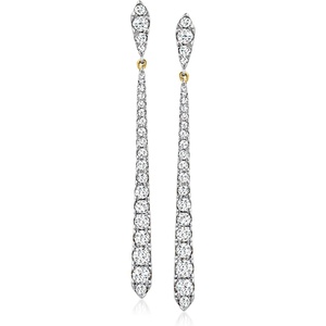 image:imageRossSimons 100 ct tw Diamond Graduated Linear Drop Earrings in 14kt Yellow Gold