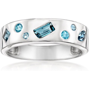 image:imageRossSimons 100 ct tw Scattered Tonal Blue Topaz Ring in Sterling SilverTopaz