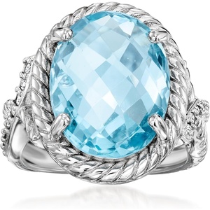 image:imageRossSimons 1000 Carat Sky Blue Topaz Ring With 30 ct tw White Topaz in Sterling SilverTopaz