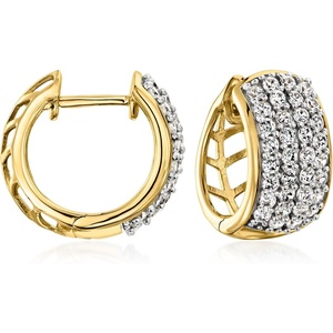 image:imageRossSimons 105 ct tw Pave LabGrown Diamond Hoop Earrings in 18kt Gold Over Sterling