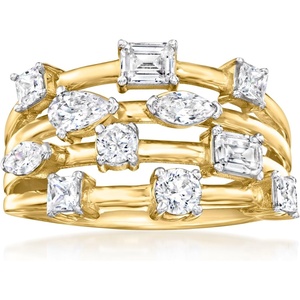 image:imageRossSimons 110 ct tw CZ MultiRow Ring in 18kt Gold Over SterlingCubic Zirconia