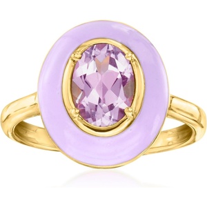 image:imageRossSimons 120 Carat Amethyst Ring With Pastel Purple Enamel in 18kt Gold Over SterlingAmethyst