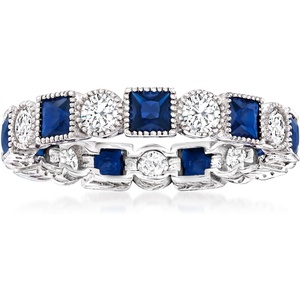 image:imageRossSimons 120 ct tw Square Simulated Sapphire and 80 ct tw CZ Eternity Band in Sterling SilverSapphire