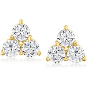 image:imageRossSimons 130 ct tw CZ 3Stone Earrings in 18kt Gold Over Sterling