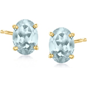 image:imageRossSimons 140 ct tw Oval Aquamarine Stud Earrings in 14kt Yellow Gold
