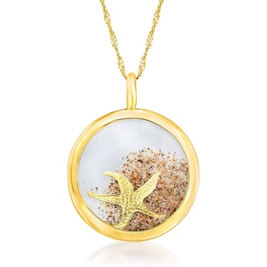 image:imageRossSimons 14kt Yellow Gold Starfish and Sand Pendant Necklace