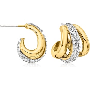 image:imageRossSimons 14kt Yellow GoldPlated 3Row Earrings With 164 ct tw Czs