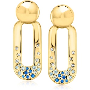 image:imageRossSimons 14kt Yellow GoldPlated Bead Drop Earrings With Simulated Tonal Blue and White Gemstones