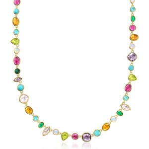 image:imageRossSimons 14kt Yellow GoldPlated Necklace With Simulated Multicolored Gemstones 18 inches