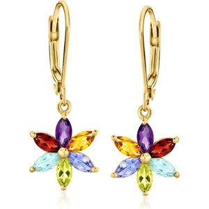image:imageRossSimons 160 ct tw MultiGemstone Flower Drop Earrings in 18kt Gold Over Sterling