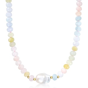 image:imageRossSimons 17500 ct tw Multicolored Beryl and 1314mm Cultured Baroque Pearl Necklace With 18kt Gold Over Sterling 18 inches