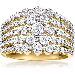 image:imageRossSimons 180 ct tw CZ MultiRow Ring in 18kt Gold Over SterlingCubic Zirconia