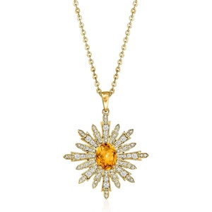 image:imageRossSimons 185 Carat Citrine and 87 ct tw White Topaz Starburst Pendant Necklace in 18kt Gold Over Sterling 18 inches
