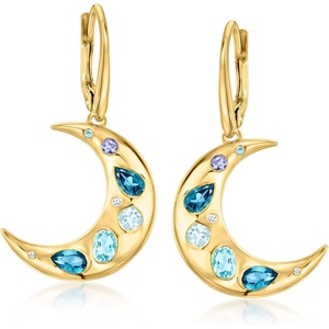 image:imageRossSimons 189 ct tw MultiGemstone Moon Drop Earrings With LabGrown Diamonds in 18kt Gold Over Sterling