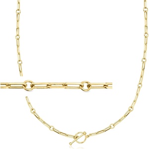 image:imageRossSimons 18kt Gold Over Sterling CharmCompatible Paper Clip Link Toggle NecklaceNo Gemstone