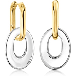 image:imageRossSimons 18kt Gold Over Sterling Hoop Earrings With Removable Oval Sterling Silver Drops
