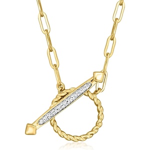 image:imageRossSimons 18kt Gold Over Sterling Paper Clip Link Necklace With 10 ct tw Diamond Toggle Clasp 18 inches