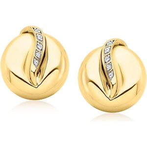 image:imageRossSimons 18kt Gold Over Sterling Puffy Round Earrings With Diamond Swirls