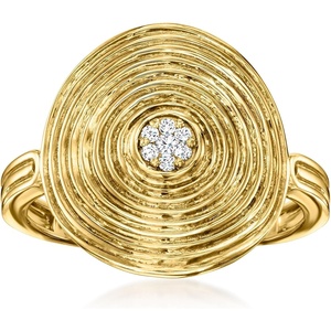 image:imageRossSimons 18kt Gold Over Sterling Ripple Ring With DiamondsDiamond