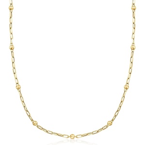 image:imageRossSimons 18kt Yellow Gold Bead Station Paper Clip Link NecklaceNo Gemstone