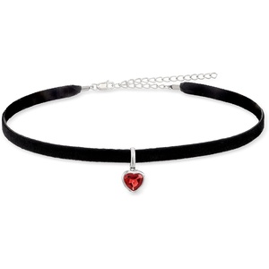 image:imageRossSimons 190 Carat Garnet Heart Choker Necklace With Sterling Silver and Black Velvet Cord 13 inches