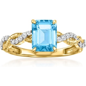 image:imageRossSimons 190 Carat Swiss Blue Topaz Ring With 14 ct tw Diamonds in 14kt Yellow GoldTopaz
