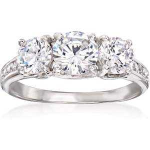 image:imageRossSimons 192 ct tw CZ 3Stone Ring in Sterling SilverCubic Zirconia