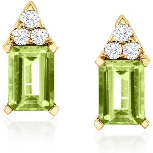 image:imageRossSimons 200 ct tw Peridot and 15 ct tw Diamond Earrings in 14kt Yellow Gold