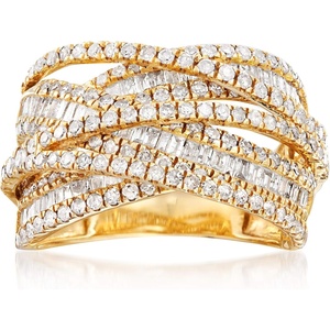 image:imageRossSimons 200 ct tw Round and Baguette Diamond Highway Ring in 14kt Yellow GoldDiamond