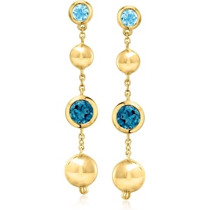 image:imageRossSimons 210 ct tw London and Swiss Blue Topaz Beaded Drop Earrings in 18kt Gold Over Sterling