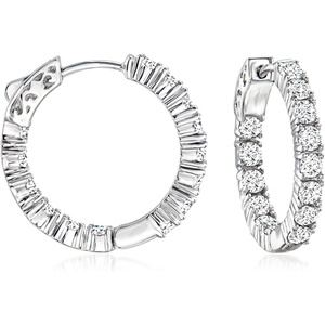 image:imageRossSimons 300 ct tw CZ InsideOutside Hoop Earrings in Sterling Silver