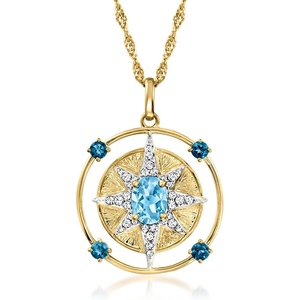 image:imageRossSimons 310 ct tw Blue and White Topaz North Star Pendant Necklace in 18kt Gold Over Sterling