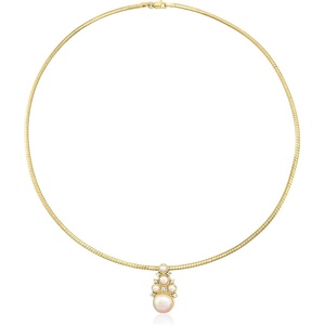 image:imageRossSimons 3510mm Cultured Pearl and 20 ct tw LabGrown Diamond Pendant Necklace in 18kt Gold Over Sterling18 Inches