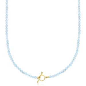 image:imageRossSimons 354mm Aquamarine Bead CharmCompatible Toggle Necklace in 18kt Gold Over SterlingAquamarine