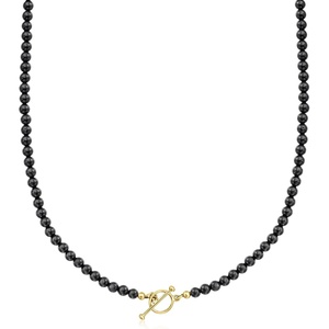 image:imageRossSimons 354mm Onyx Bead CharmCompatible Toggle Necklace in 18kt Gold Over SterlingOnyx