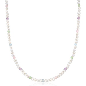 image:imageRossSimons 35mm Cultured Pearl and 340 ct tw MultiGemstone Bead Necklace With 18kt Gold Over Sterling 18 inches