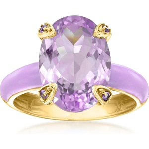 image:imageRossSimons 500 Carat Amethyst Ring With Amethyst and Pastel Purple Enamel in 18kt Gold Over SterlingAmethyst