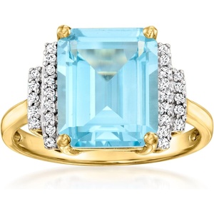 image:imageRossSimons 500 Carat Sky Blue Topaz Ring With 13 ct tw Diamonds in 14kt Yellow GoldTopaz