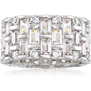 image:imageRossSimons 540 ct tw Baguette and Round CZ Eternity Band in Sterling SilverCubic Zirconia