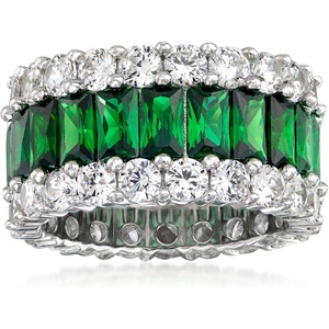 image:imageRossSimons 650 ct tw Simulated Emerald and 440 ct tw CZ Eternity Band in Sterling SilverEmerald
