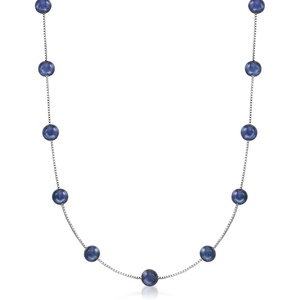 image:imageRossSimons 665mm Black Cultured Pearl Station Necklace in Sterling Silver240 Inches