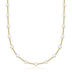image:imageRossSimons 67mm Cultured Pearl Beaded Station Necklace in 14kt Yellow Gold180 Inches