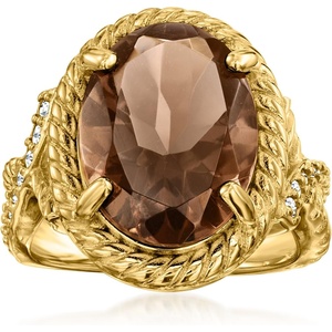 image:imageRossSimons 900 Carat Smoky Quartz Ring With 30 ct tw White Topaz in 18kt Gold Over SterlingQuartz