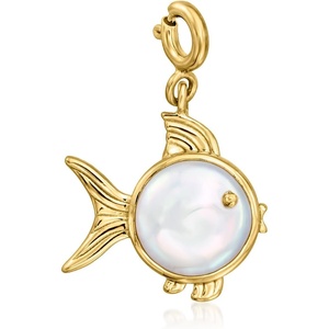image:imageRossSimons 9510mm Cultured Coin Pearl Fish Charm in 18kt Gold Over Sterling