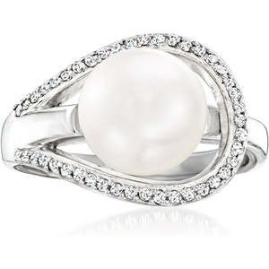 image:imageRossSimons 995mm Cultured Pearl and 20 ct tw Diamond Ring in Sterling Silver