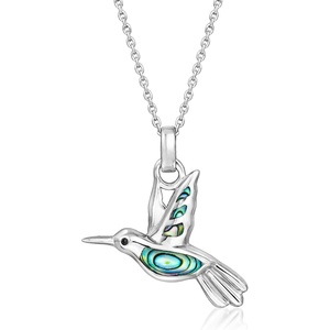 image:imageRossSimons Abalone Shell Hummingbird Pendant Necklace With Black Enamel in Sterling Silver 18 inches