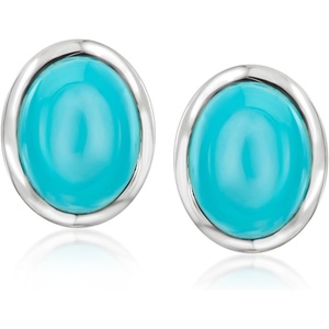 image:imageRossSimons BezelSet Turquoise Stud Earrings in Sterling Silver