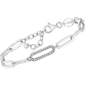 image:imageRossSimons Charles Garnier 75 ct tw CZ Paper Clip Link Bracelet in Sterling Silver 7 inches