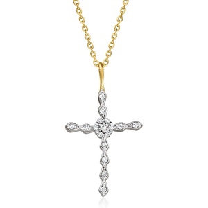 image:imageRossSimons Diamond Cross Pendant Necklace in 18kt Gold Over Sterling 18 inches