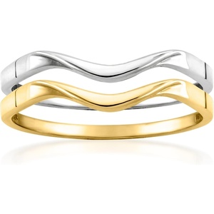 image:imageRossSimons Italian 10kt 2Tone Gold Jewelry Set 2 Wave RingsNo Gemstone